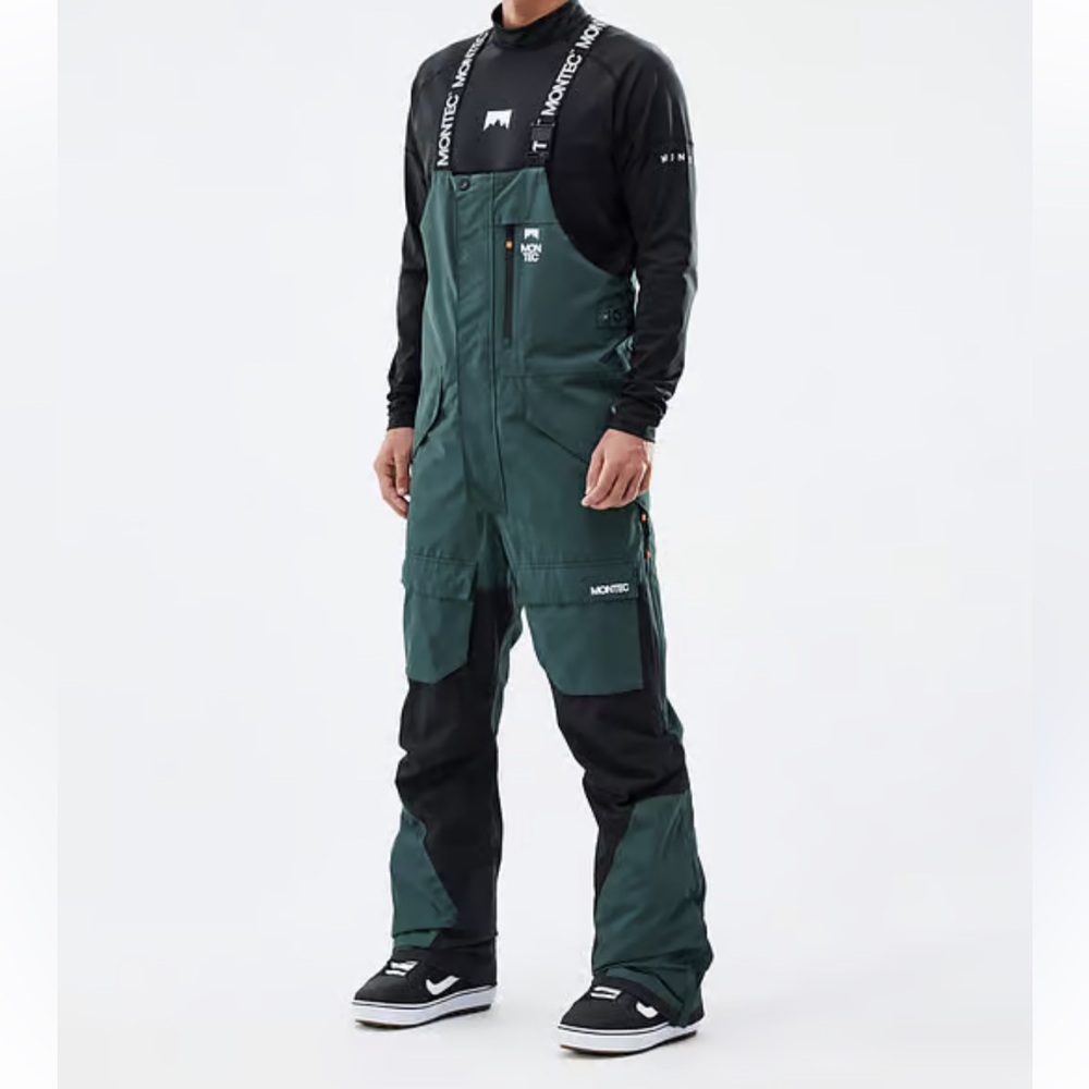 Montecs Men's Green and Black Waterproof Bib Snow Pants